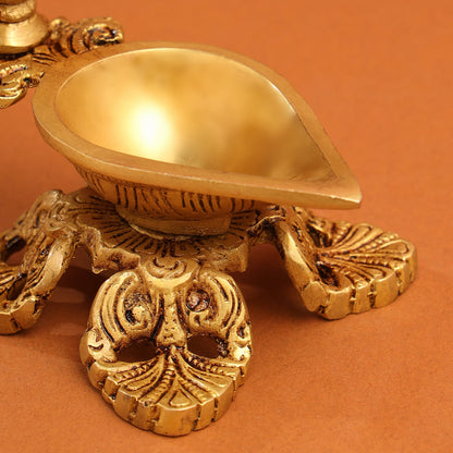 Brass Ethnic Peacock Diya/Lamp (5 Inch)