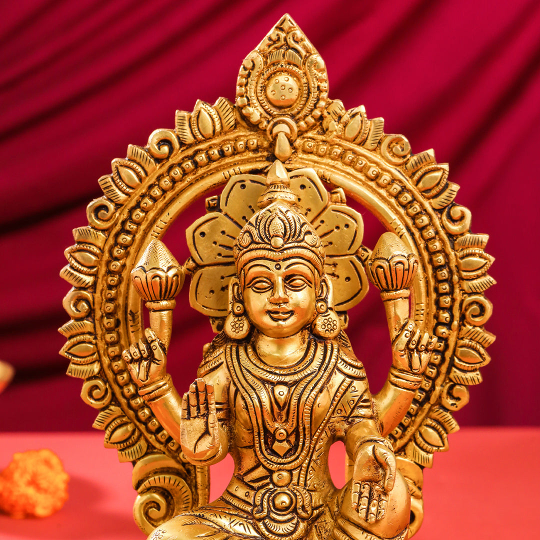 Brass Ganesha And Lakshmi On Throne Set (11 Inch)