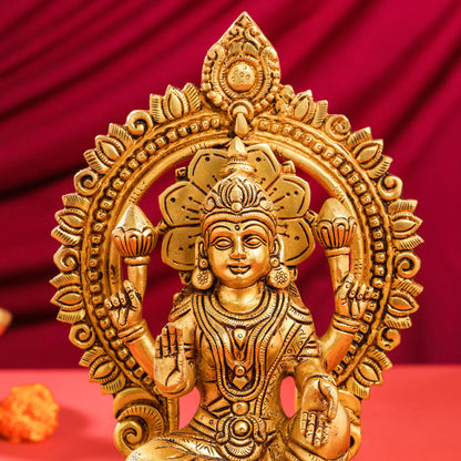 Brass Ganesha And Lakshmi On Throne Set (11 Inch)