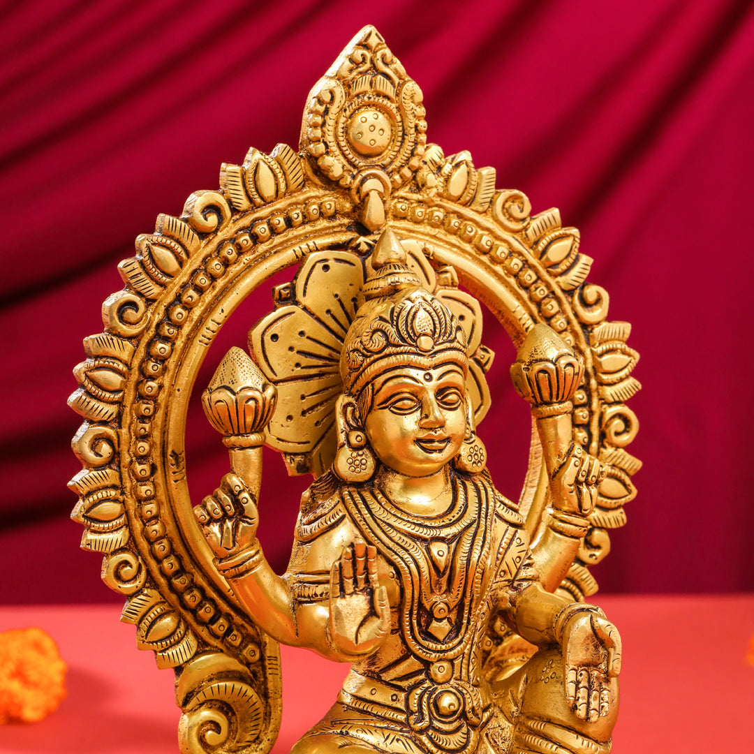 Brass Ganesha And Lakshmi On Throne Set (11 Inch)