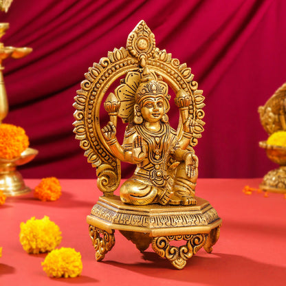 Brass Ganesha And Lakshmi On Throne Set (11 Inch)