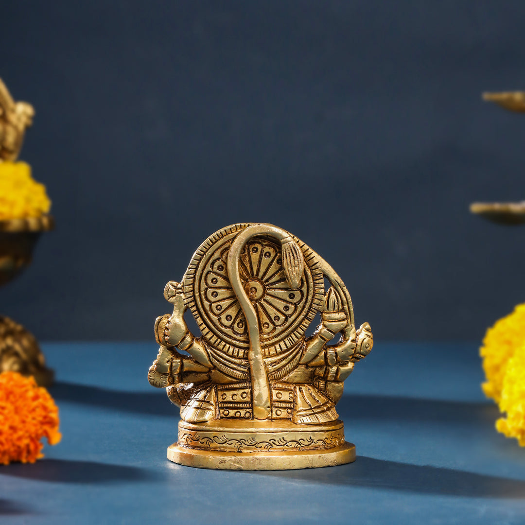 Brass Sitting Panchmukhi Hanuman Idol (3.5 Inch)