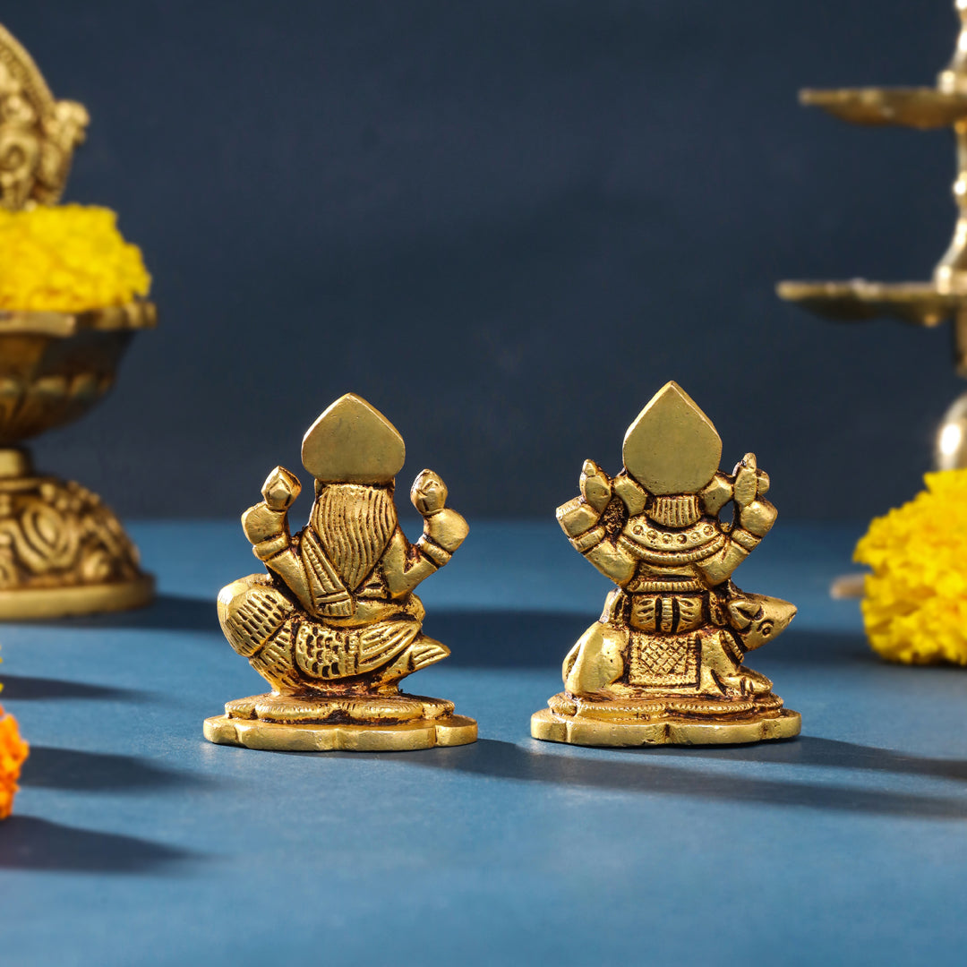 Brass Ganesha And Lakshmi Set (2.8 Inch)