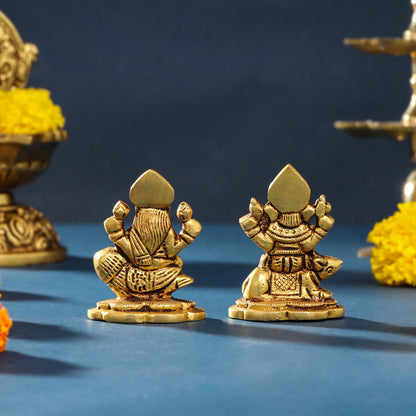 Brass Ganesha And Lakshmi Set (2.8 Inch)