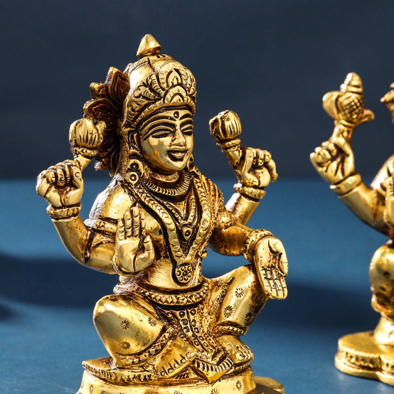 Brass Ganesha And Lakshmi Set (5 Inch)