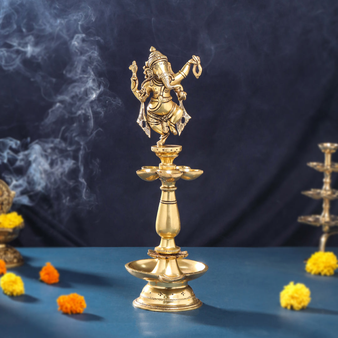 Brass Ganesha Diya/Lamp (16 Inch)