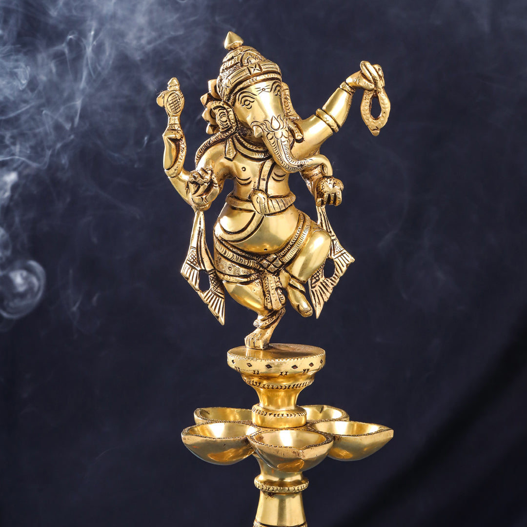 Brass Ganesha Diya/Lamp (16 Inch)