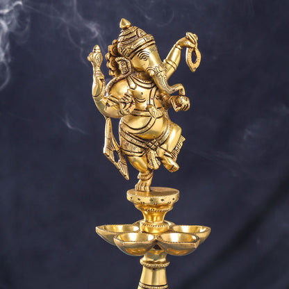 Brass Ganesha Diya/Lamp (16 Inch)
