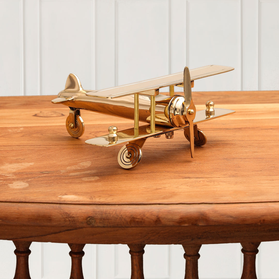 Brass Aeroplane Miniature (3 Inch)