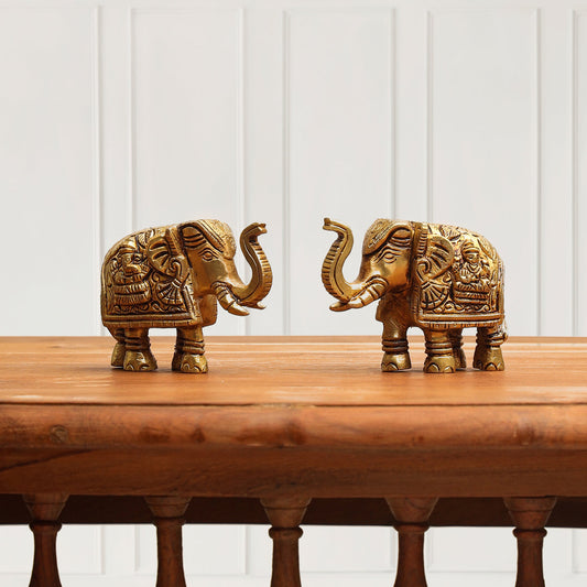 Brass Elephant Statue Pair (2.5 Inch)