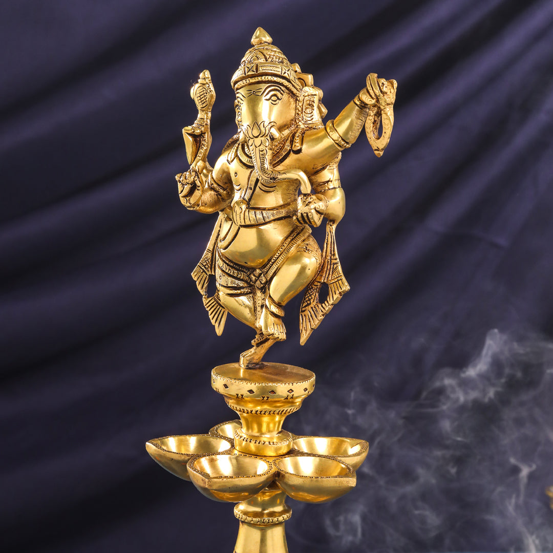 Brass Ganesha Diya/Lamp (16 Inch)