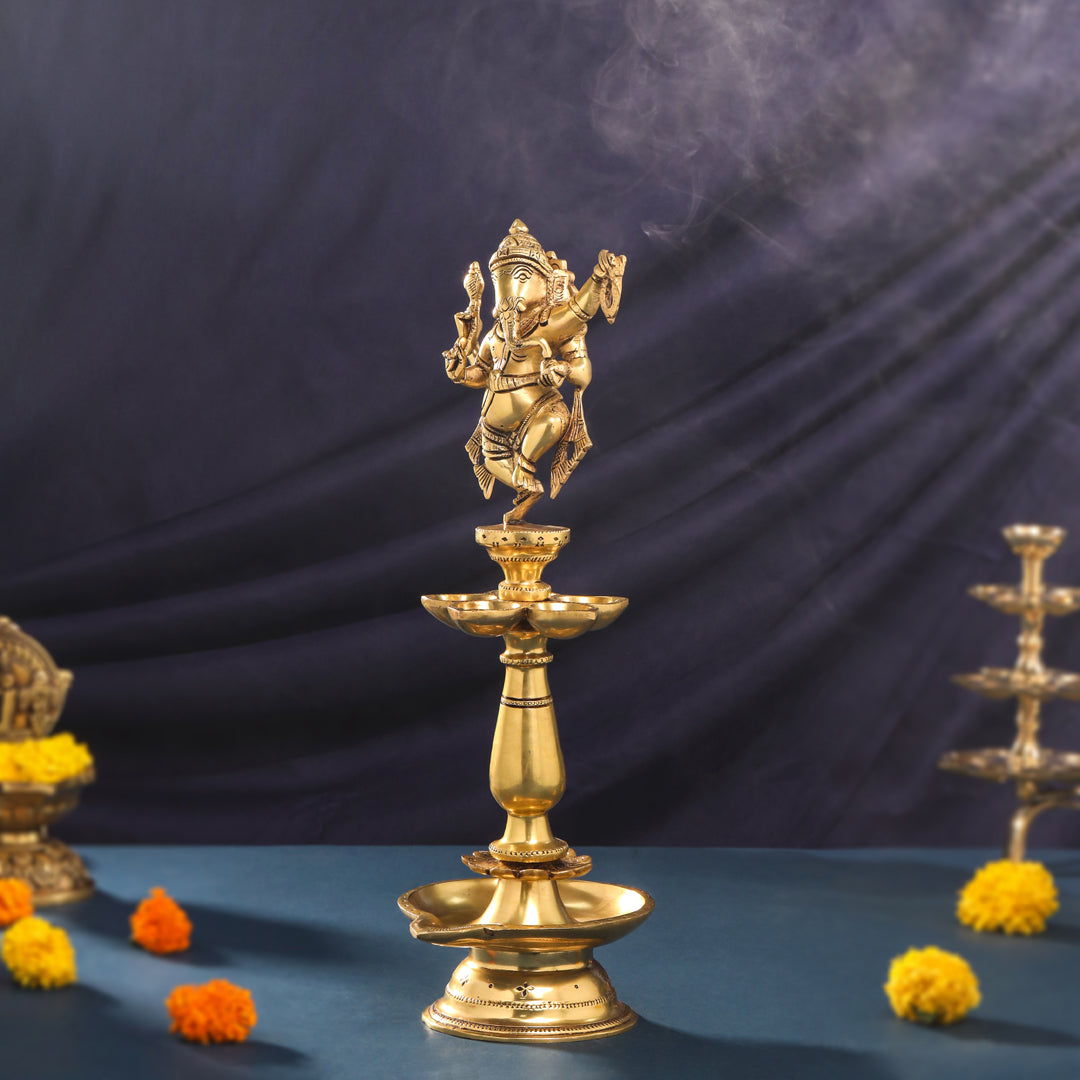 Brass Ganesha Diya/Lamp (16 Inch)