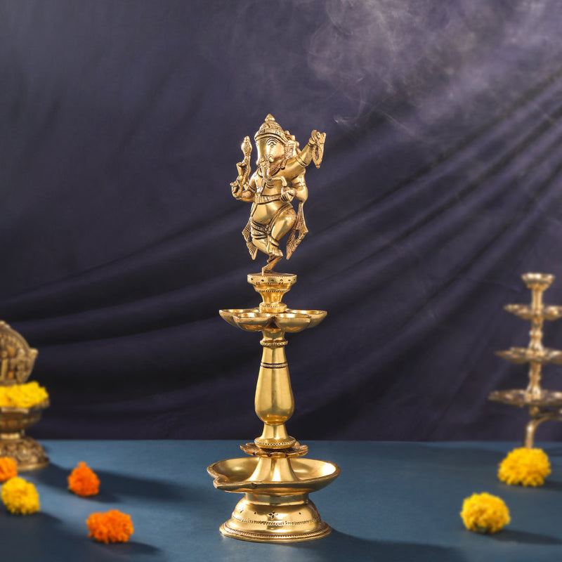 Brass Ganesha Diya/Lamp (16 Inch)