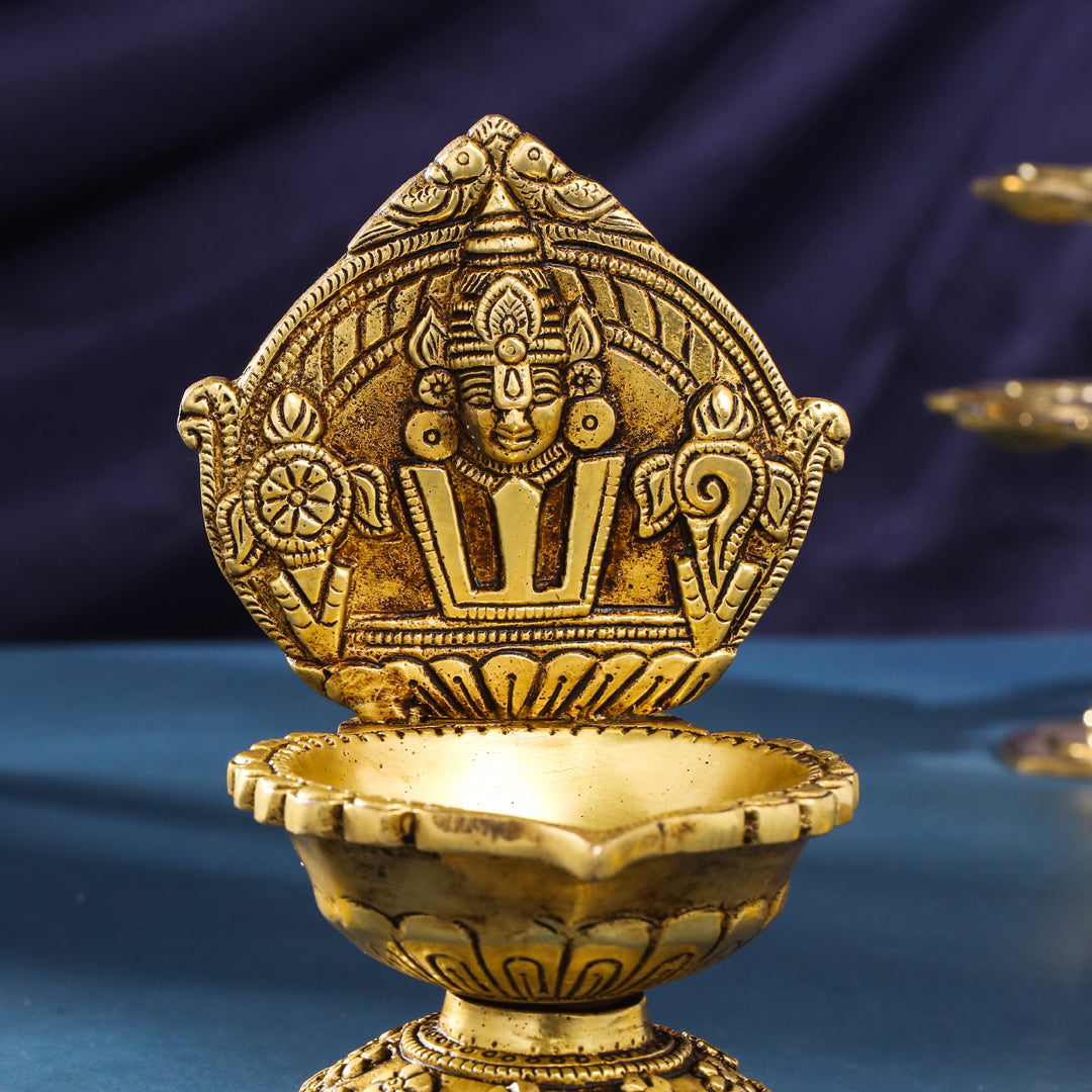 Brass Balaji Shankh Chakra And Namah Diya (6.5 Inch)