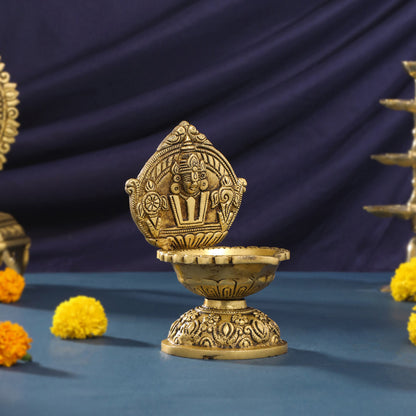 Brass Balaji Shankh Chakra And Namah Diya (6.5 Inch)