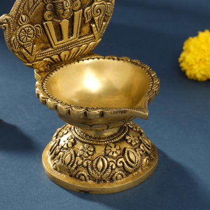 Brass Balaji Shankh Chakra And Namah Diya (6.5 Inch)