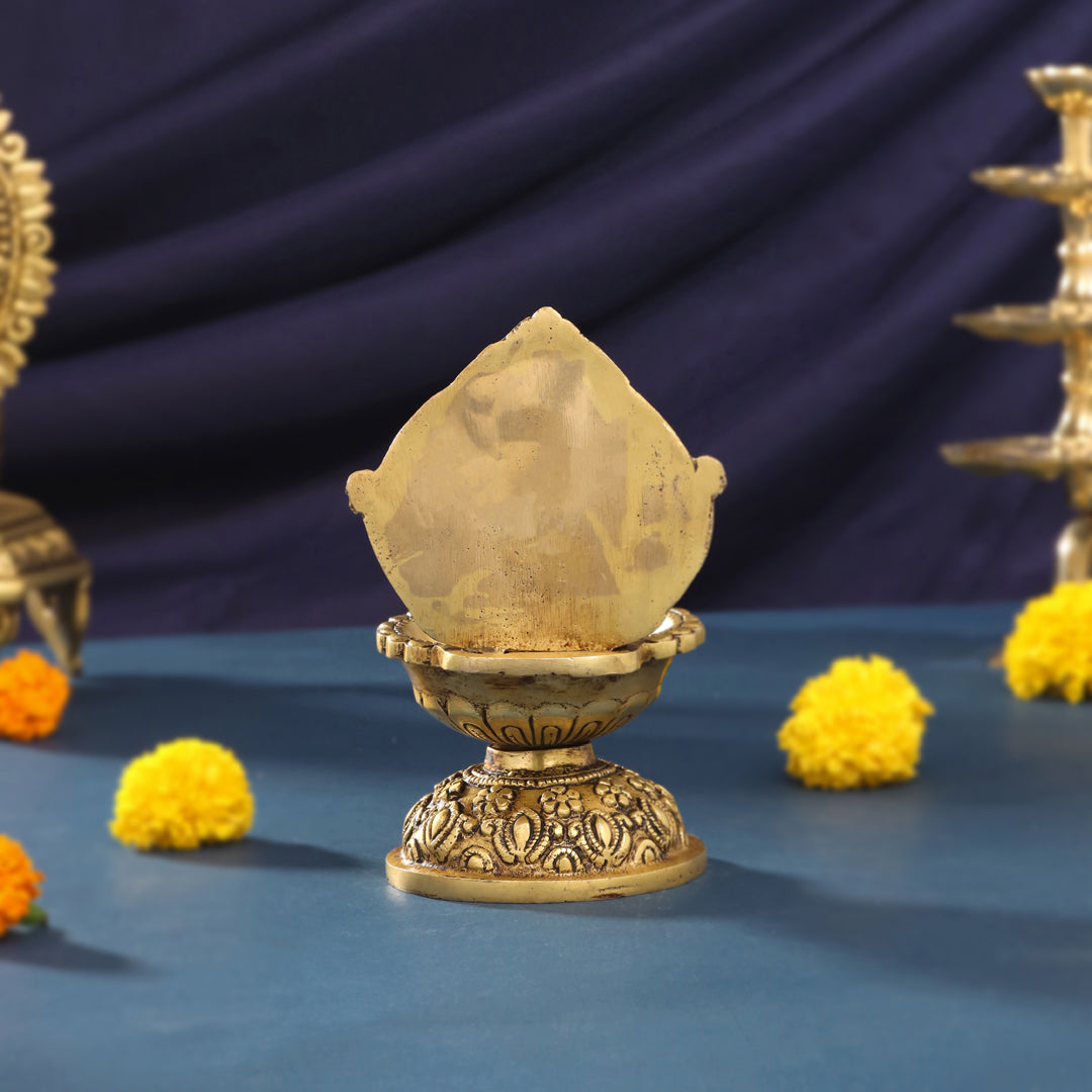 Brass Balaji Shankh Chakra And Namah Diya (6.5 Inch)