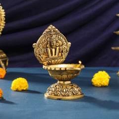 Brass Balaji Shankh Chakra And Namah Diya (6.5 Inch)