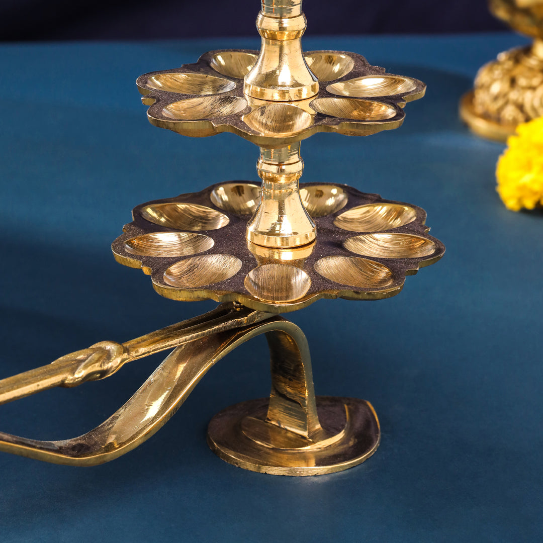 Brass Three Step Deeparadhana Lamp(9.5 Inch)