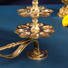 Brass Three Step Deeparadhana Lamp(9.5 Inch)