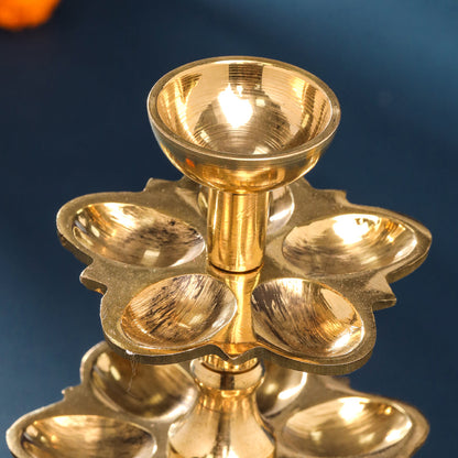 Brass Three Step Deeparadhana Lamp(9.5 Inch)