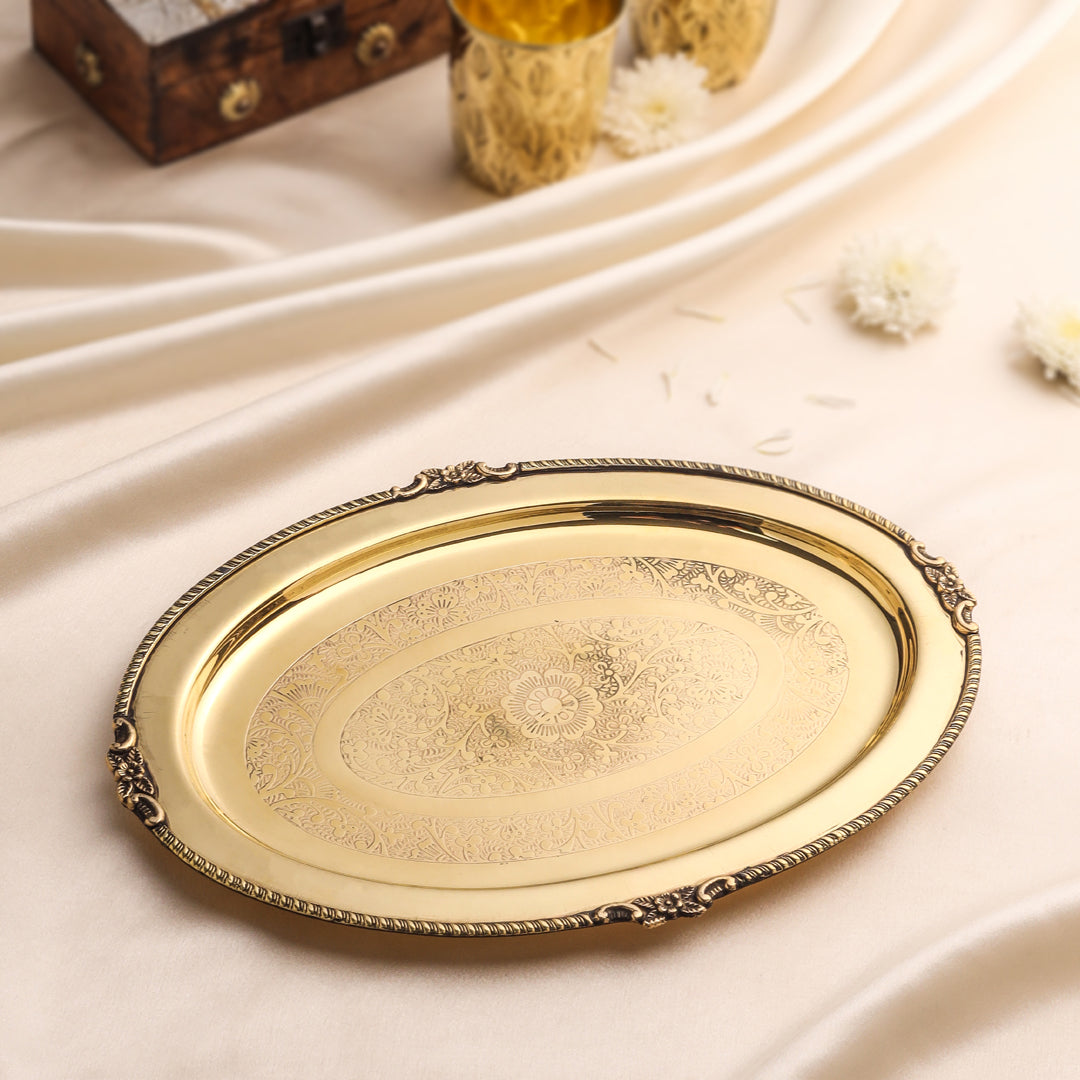 Brass Handcrafted Oval Tray