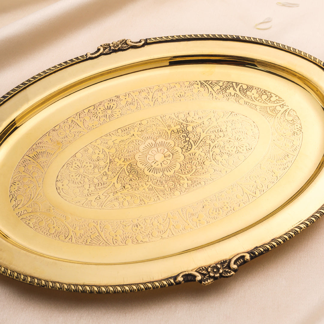 Brass Handcrafted Oval Tray