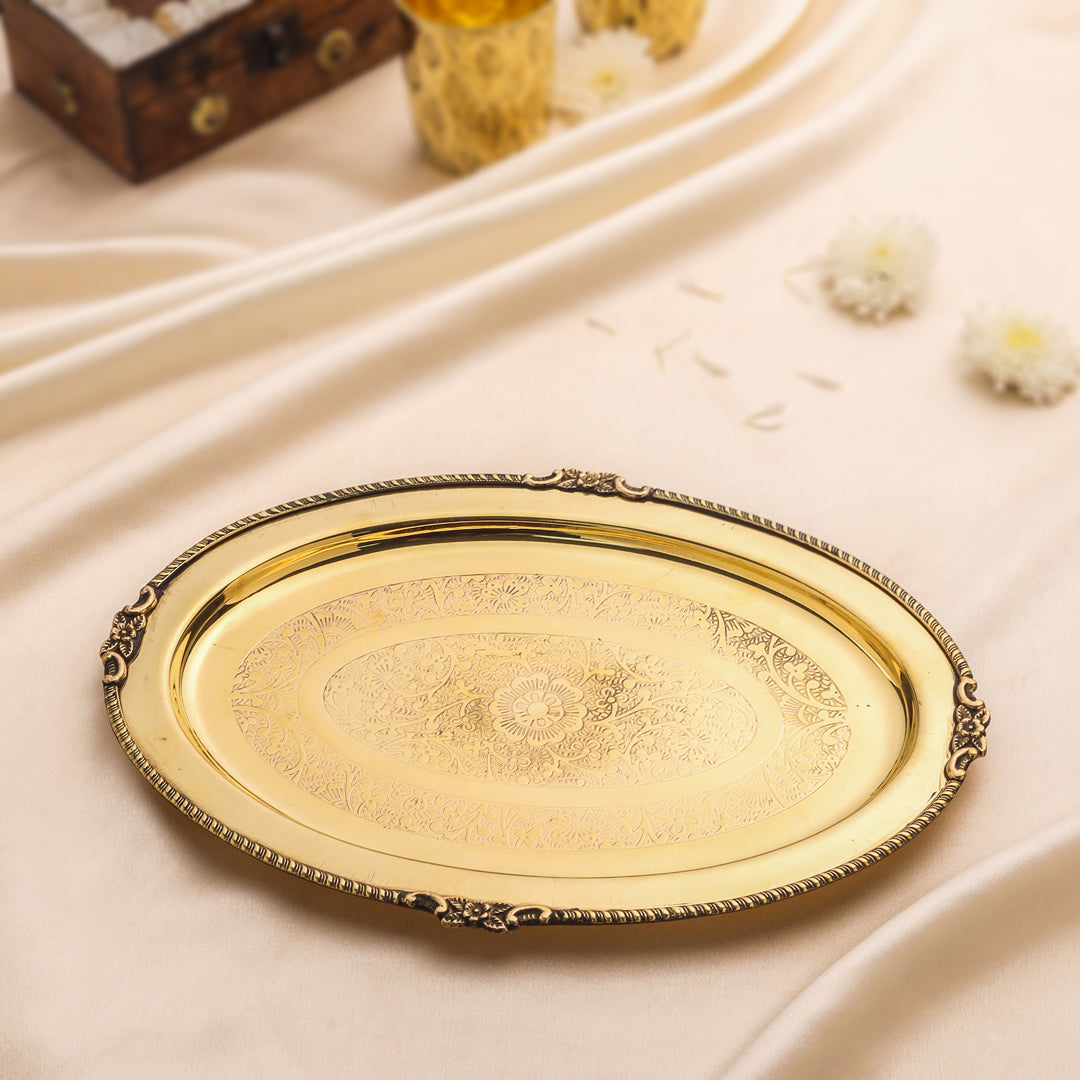 Brass Handcrafted Oval Tray
