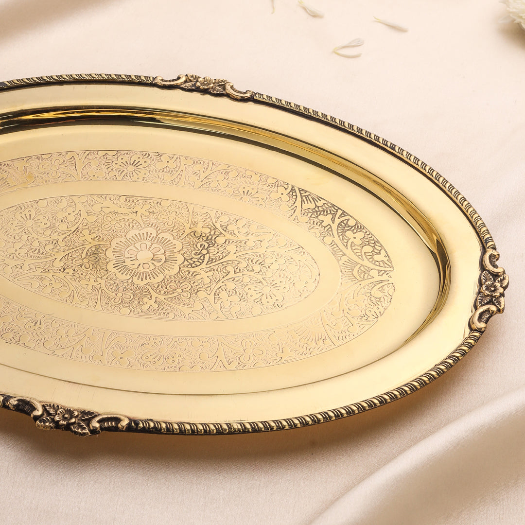 Brass Handcrafted Oval Tray