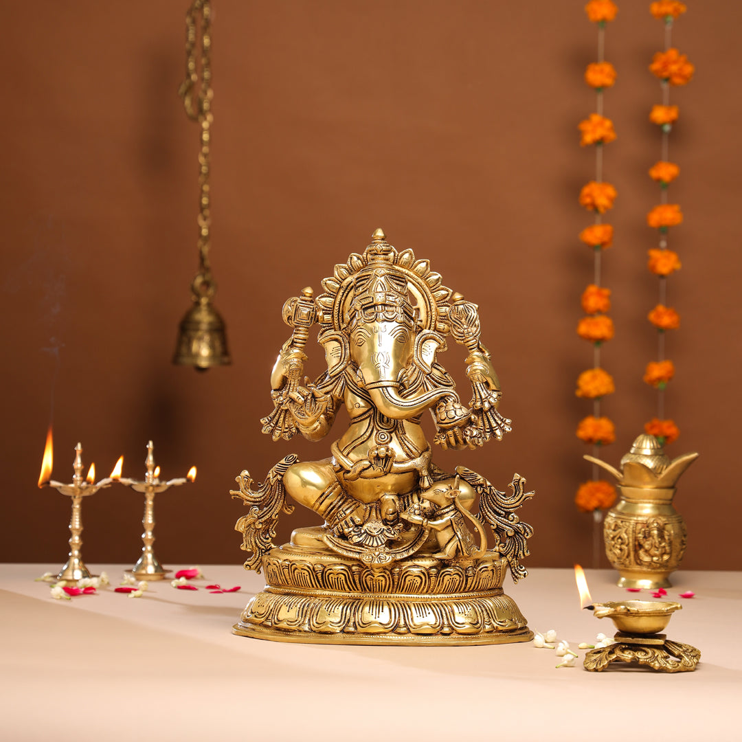 Brass Lord Ganesha Idol (15 Inch)