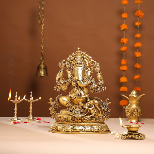 Brass Lord Ganesha Idol (15 Inch)