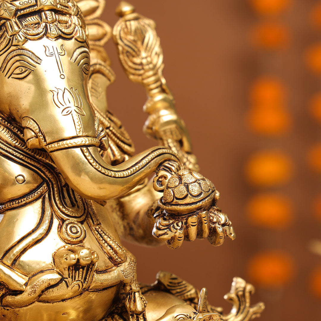 Brass Lord Ganesha Idol (15 Inch)