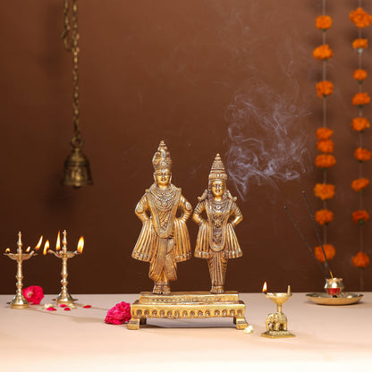 Brass Vitthal Rukmini Statue (13.5 Inch)