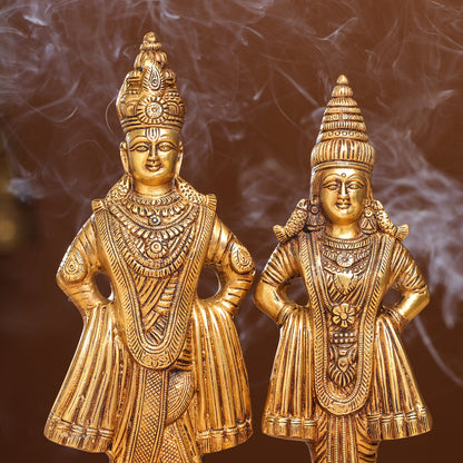 Brass Vitthal Rukmini Statue (13.5 Inch)