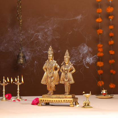 Brass Vitthal Rukmini Statue (13.5 Inch)