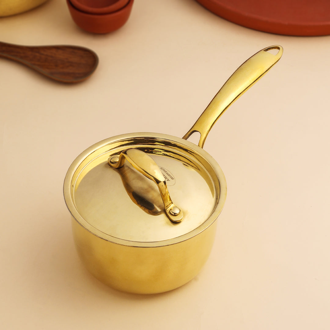 Brass Sauce Pan With Lid And Handle