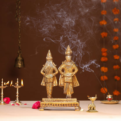 Brass Vitthal Rukmini Statue (13.5 Inch)