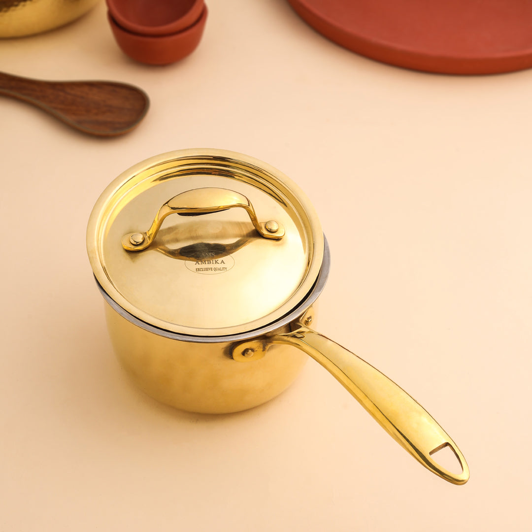Brass Sauce Pan With Lid And Handle