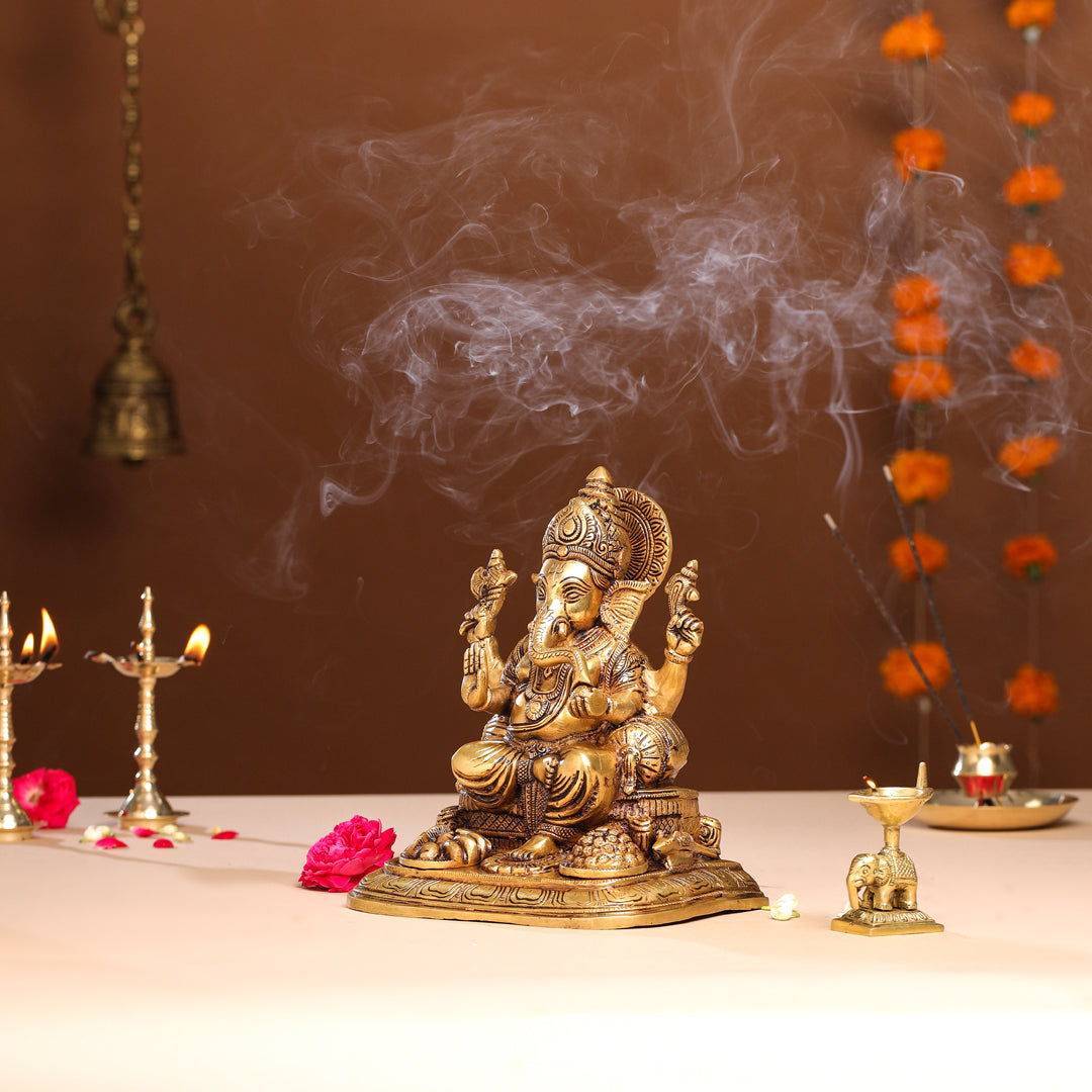 Brass Superfine Lord Ganesha Idol (9 Inch)