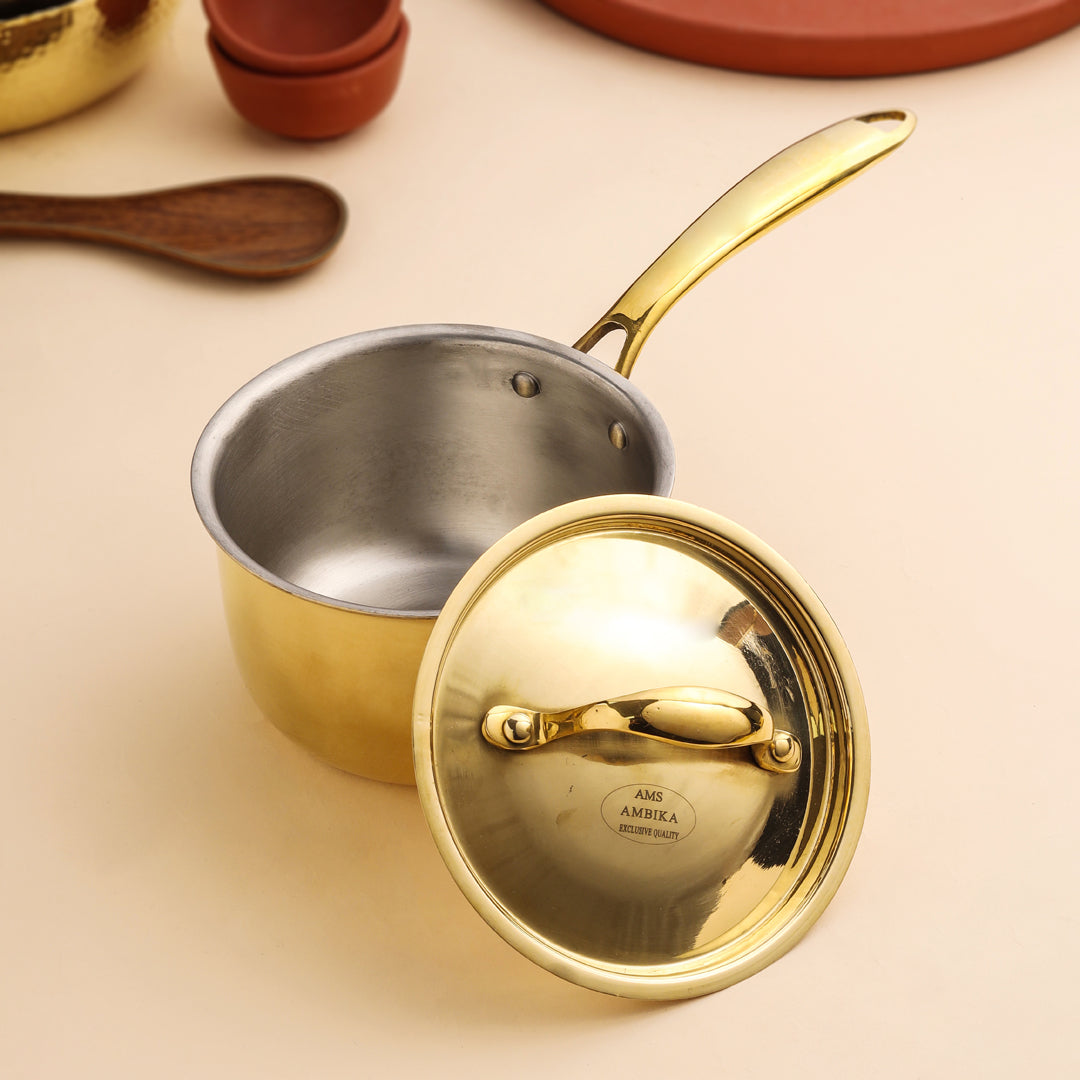 Brass Sauce Pan With Lid And Handle