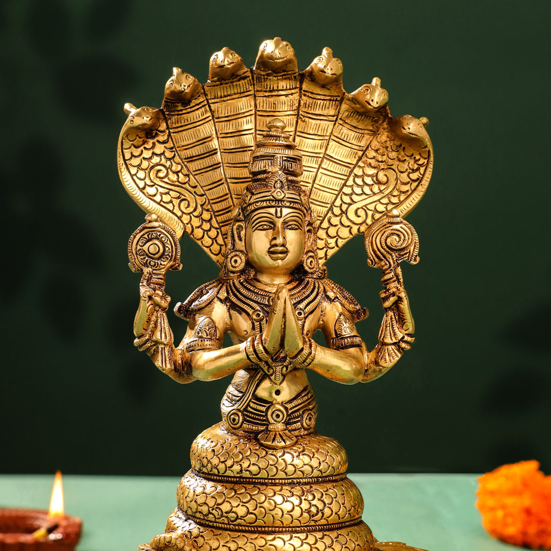 Brass Superfine God Patanjali Idol (10.5 Inch)