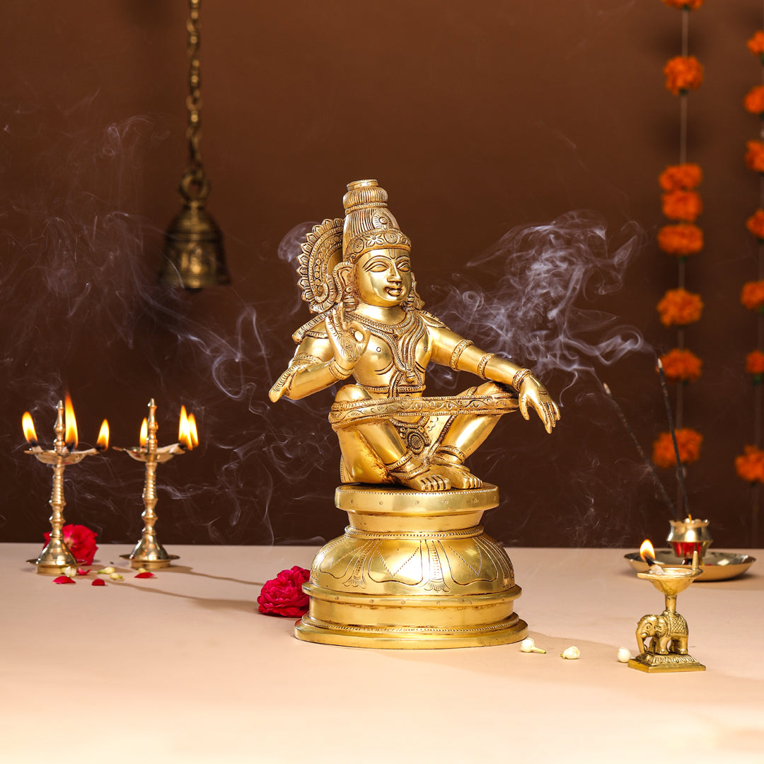 Brass Lord Ayyappa/Ayyappan Idol (14 Inch)