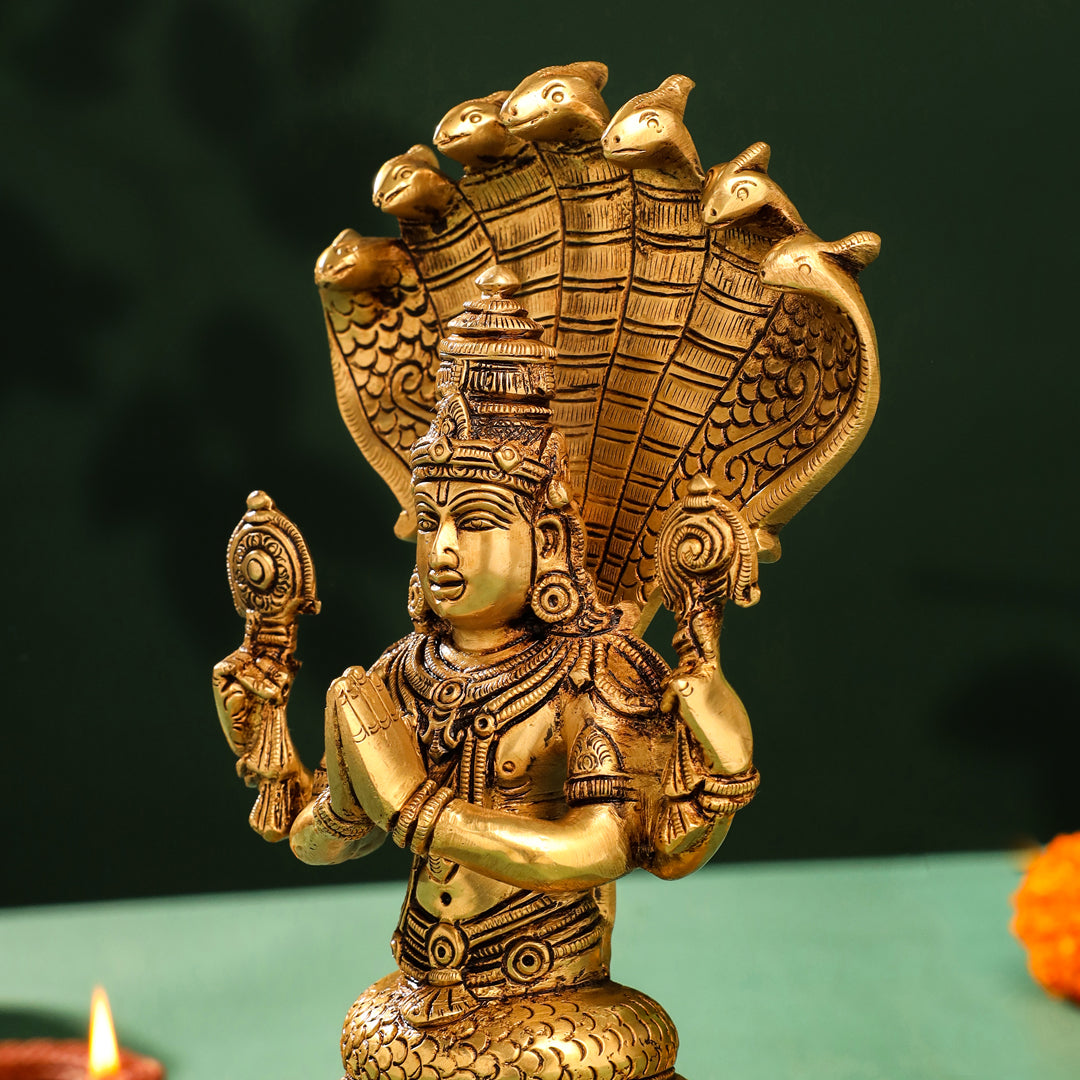 Brass Superfine God Patanjali Idol (10.5 Inch)