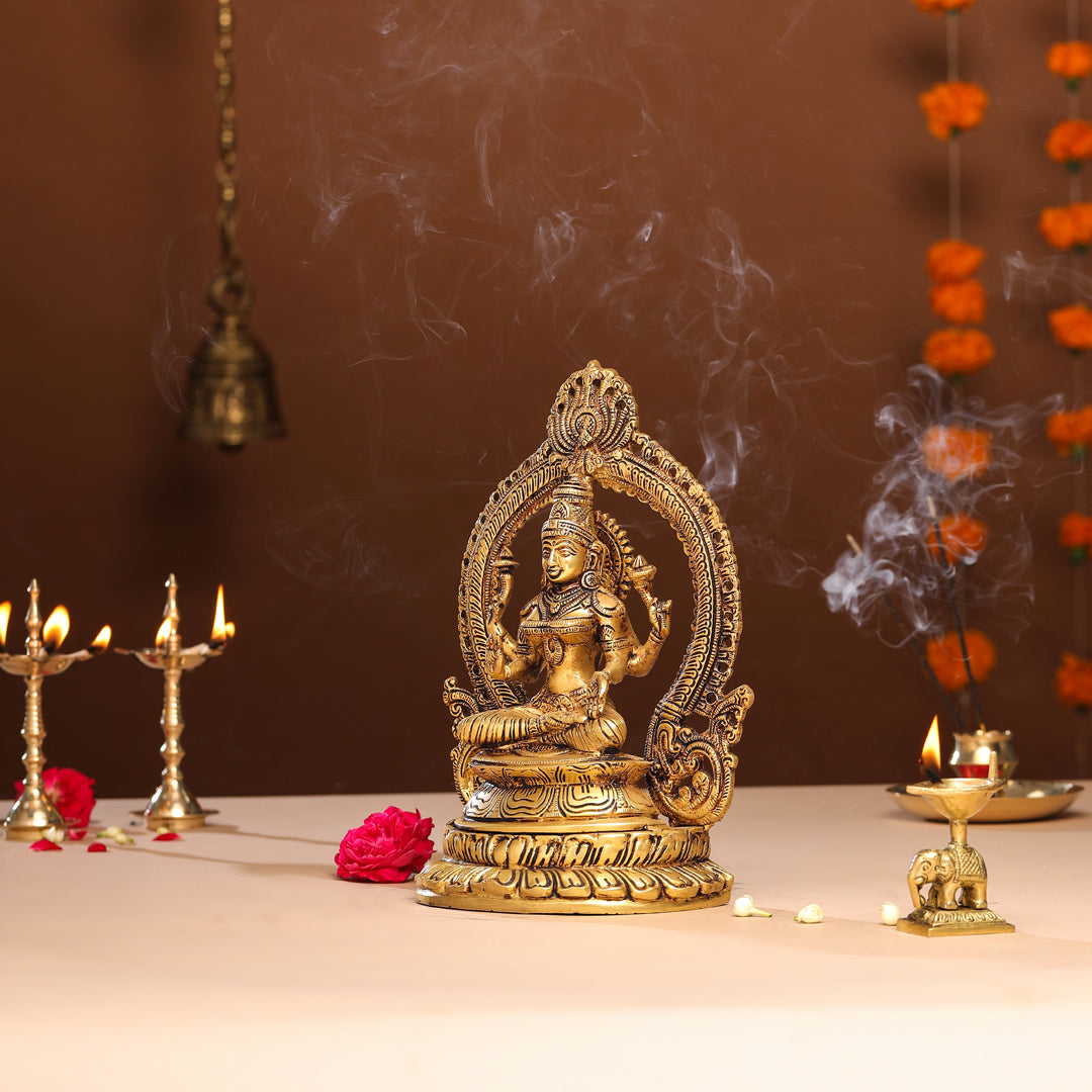 Brass Goddess Lakshmi Idol (11.2 Inch)
