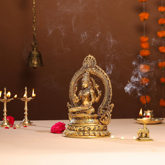 Brass Goddess Lakshmi Idol (11.2 Inch)