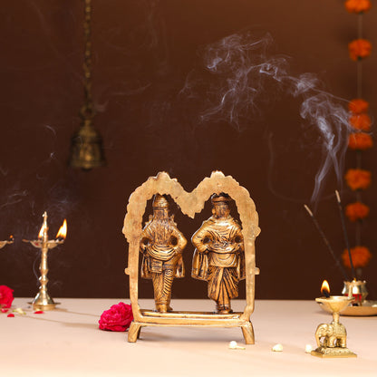 Brass Vitthal Rukmini Statue (9 Inch)