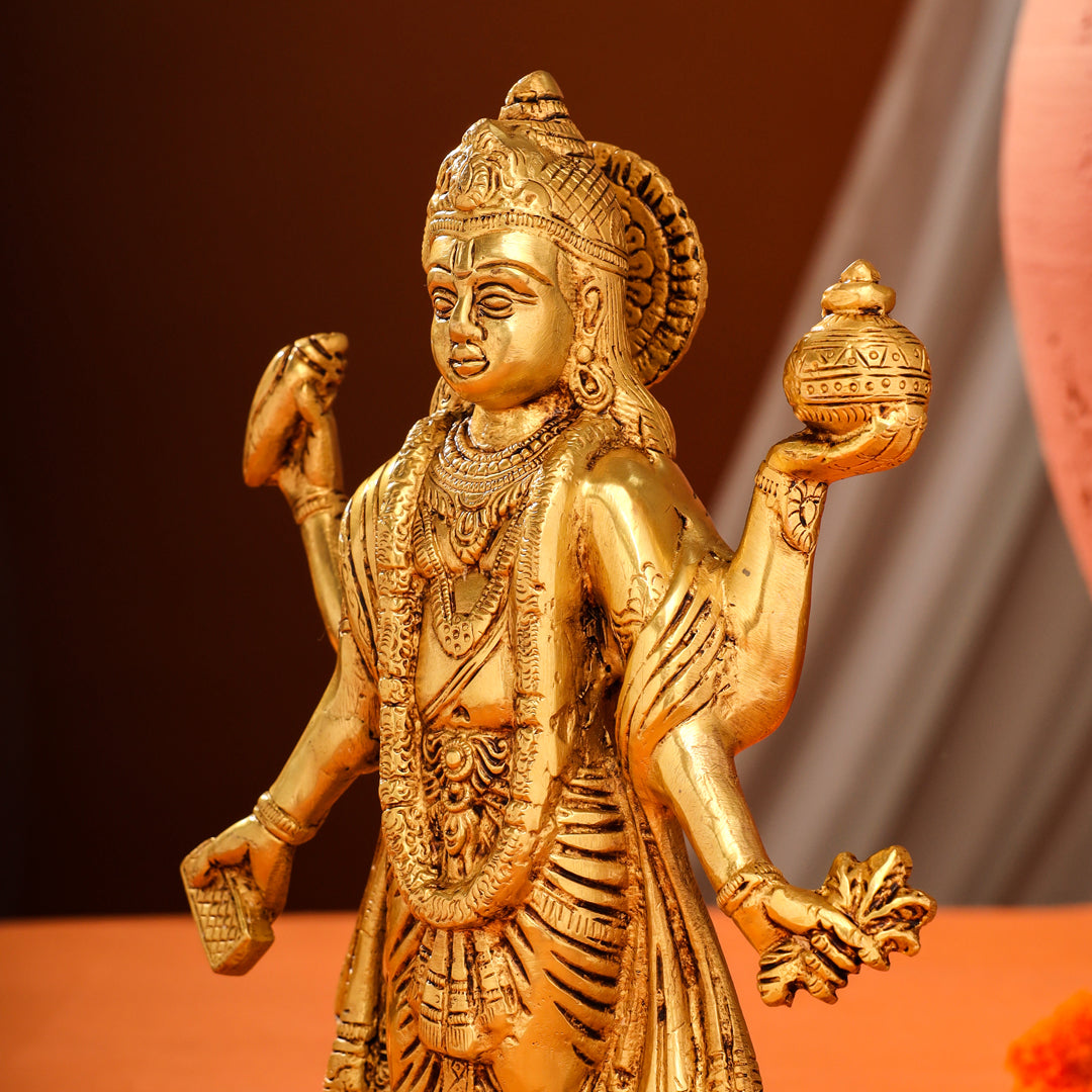 Brass Lord Dhanvantari Idol (10 Inch)