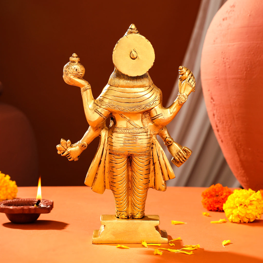 Brass Lord Dhanvantari Idol (10 Inch)