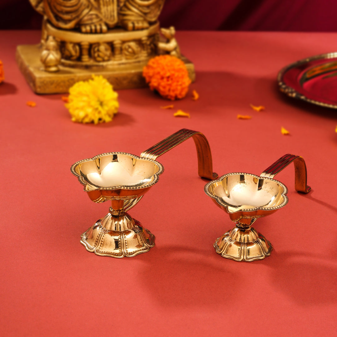 Brass Aarti Diya With Handle