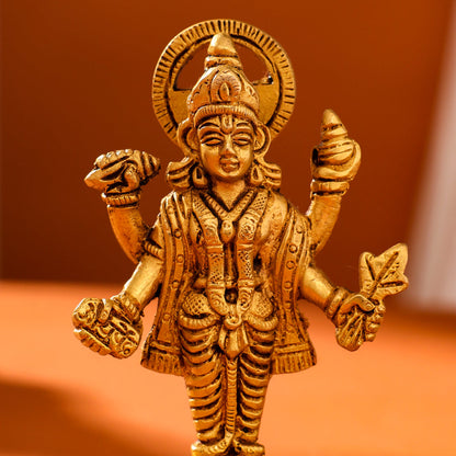 Brass Lord Dhanvantari Idol (4 Inch)